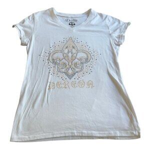 Beyonce Dereon White Bling Shirt Size 1X EUC New Condition #7624
